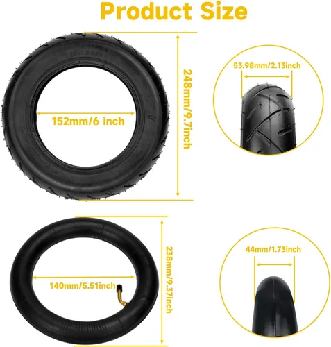 Miniatura 4 de HIAORS Juego de neumático y cámara de aire 10x2.125 de repuesto para patinete eléctrico Segway D40X F20 F30 F40, neumático de 25 cm para Gotrax G4