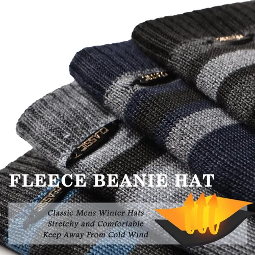 Miniatura 4 de Gorros de vellón para hombre, resistentes al viento, elásticos, de punto de invierno, para exteriores, esquí, correr