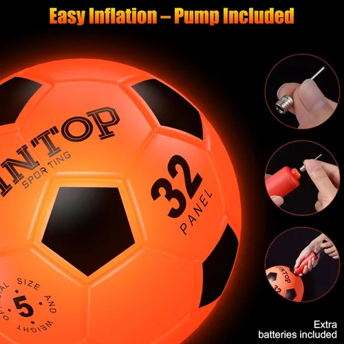Miniatura 3 de Balón de fútbol que brilla en la oscuridad para niños de 8 a 12 y 15 años, pelota de fútbol con luz LED con bomba para interiores y exteriores