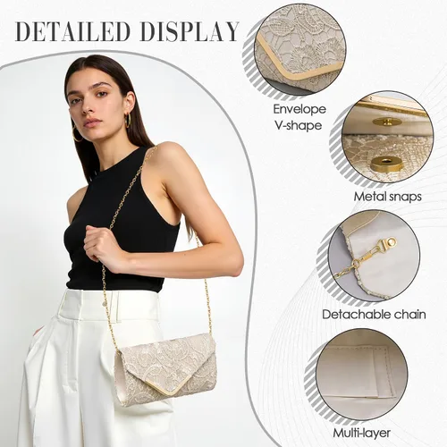 Miniatura 4 de Bolso de mano Larcenciel para mujer, bolso de lentejuelas brillante con cadena, bolso de noche con destellos para fiestas y graduaciones