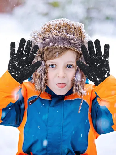 Miniatura 5 de SATINIOR 3 pares de guantes de forro polar para niños, guantes suaves y cálidos para actividades al aire libre