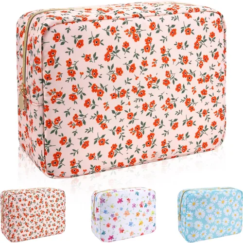 Miniatura 17 de Iqimott Bolsa Grande de Maquillaje de Nylon para Viaje, Bolsa de Cosméticos Preppy Grande Organizadora de Maquillaje de Nylon Bolsa de Artículos