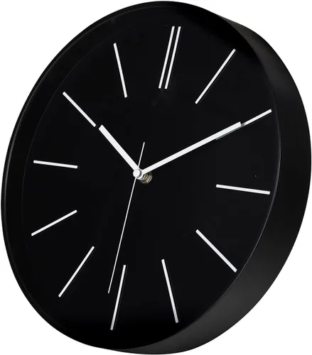 Miniatura 8 de zyzamay Moderno reloj de pared redondo 3D de 12 pulgadas, negro, silencioso de cuarzo, funciona con pilas, fácil de leer, hora precisa