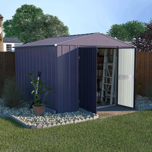 Miniatura 7 de MUPATER Cobertizo de almacenamiento para exteriores de 4 x 6 pies, cobertizo de herramientas de jardín de metal galvanizado, casa de almacenamiento
