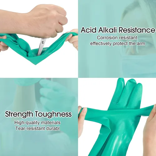 Miniatura 3 de Potchen 20 pares de guantes resistentes a productos químicos, guantes de nitrilo gruesos de servicio pesado a granel para limpieza, resisten ácido