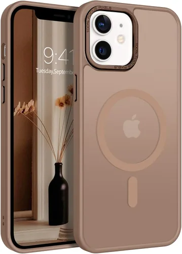 BENTOBEN Funda magnética para iPhone 12, iPhone 12 Pro [compatible con Magsafe] translúcida mate, delgada, delgada, a prueba de golpes, para Marrón
