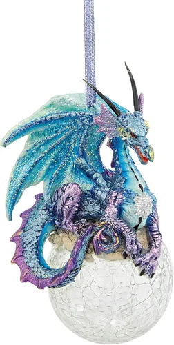 Design Toscano Frost The Gothic Dragon - Adorno navideño para decoración navideña, 5 pulgadas de alto, resina de piedra fundida, acabado a todo color