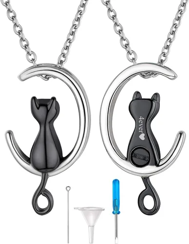 Miniatura 237 de FindChic Collares personalizados con urna para cenizas, barra vertical, gato, luna, reloj de arena, garra de perro, acero inoxidable, chapado en oro