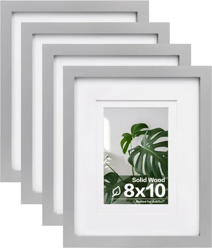 Miniatura 35 de Egofine Juego de 4 portarretratos de 4 x 6, hechos de madera maciza cubierta de plexiglás de 3 x 4.5 pulgadas y 3.5 x 5 pulgadas con paspartú o de 4