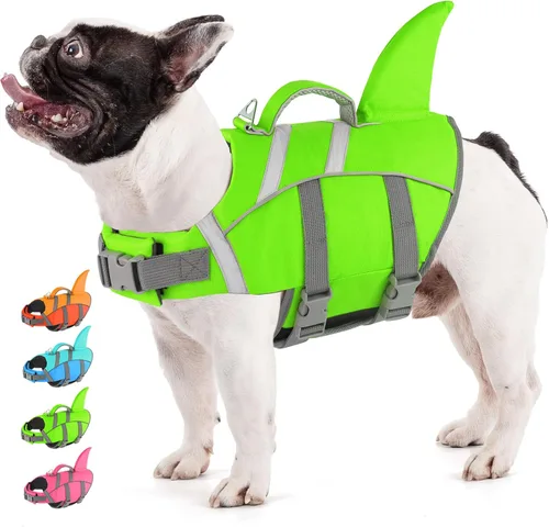 Miniatura 17 de Doglay Chaleco salvavidas para perro, tejido antidesgarros Ripstop, lindo chaleco salvavidas para perros con flotabilidad superior y asa de rescate