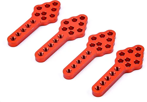 Miniatura 4 de Amortiguador de metal CNC para coche RC Axial SCX10 90046 D90 D110 con soporte ajustable de altura y ángulo para coche oruga RC (Rojo)