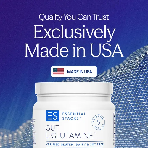 Miniatura 2 de Polvo de L-Glutamina Gut Essential Stacks - Exclusivamente hecho en EE. UU. - Polvo de L-Glutamina Pura para la Salud Intestinal
