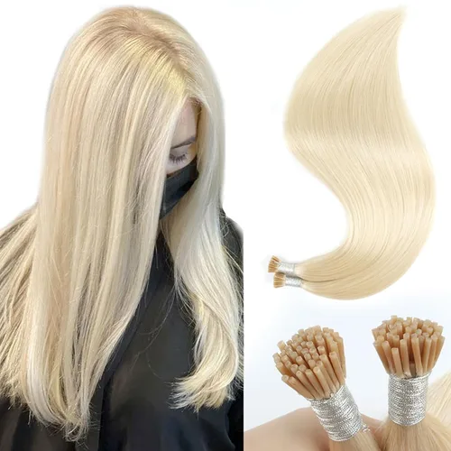Miniatura 21 de Sixstarhair Extensiones de cabello humano de queratina con punta en I de 14 pulgadas, color marrón chocolate, extensiones de cabello lacio y sedoso
