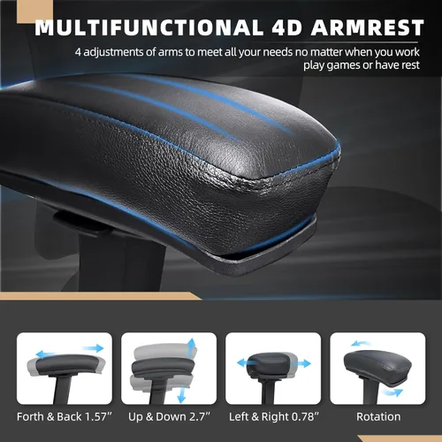 Miniatura 5 de Silla de oficina grande y alta de 500 libras con reposabrazos 4D y respaldo ajustable, silla de oficina resistente para personas pesadas, resortes