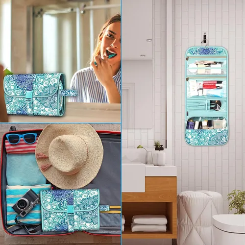 Miniatura 6 de Fintie - Bolsa de viaje portátil para cosméticos y artículos de aseo, gran organizador de maquillaje colgante resistente al agua, estuche