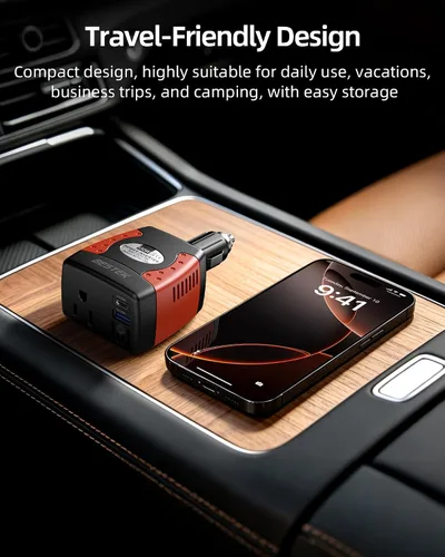Miniatura 3 de BESTEK Inversor de corriente de 150 W, convertidor de voltaje de 12 V a 110 V, cargador de coche, adaptador de corriente con puertos de carga USB