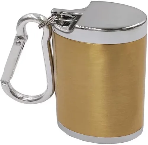 Miniatura 9 de Hourwof Cenicero portátil de metal con tapa, cenicero de bolsillo para cigarrillos, bandejas de ceniza de viaje con llavero, negro ovalado