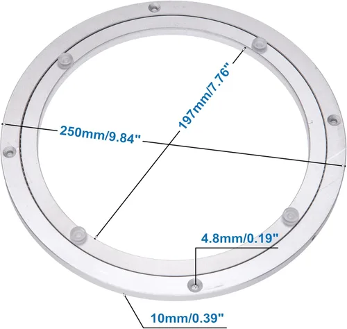 Miniatura 5 de Placa giratoria de aluminio resistente Lazy Susan con rodamiento giratorio para mesa de comedor (10 pulgadas)