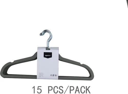 Miniatura 7 de Amazon Basics Perchas delgadas de terciopelo, antideslizantes y duraderas para trajes, armario, abrigos, pantalones, camisas, gris/plata, paquete