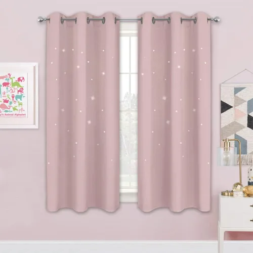 Miniatura 10 de NICETOWN Cortinas infantiles perforadas, cortinas marroquíes con estrellas azules para dormitorio de niñas, gruesas y suaves, para oscurecer la Azul