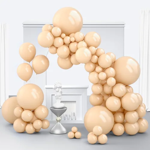 Miniatura 36 de Globos color beige, 150 unidades de diferentes tamaños, paquete de globos de 18 pulgadas, 12 pulgadas, 10 pulgadas, 5 pulgadas, color marfil crema