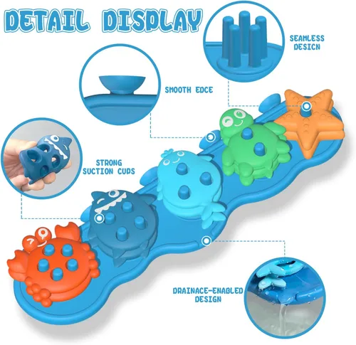 Miniatura 3 de Juguetes de baño con succión para bebé, juguete de baño de silicona sin moho, clasificador y apilable, juguetes sensoriales y el mejor regalo