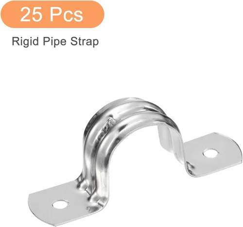 Miniatura 3 de uxcell 18 correas rígidas de tubo, 1 pulgada de acero inoxidable con 2 agujeros en forma de U, abrazaderas de tubo para fijar cable de tubería