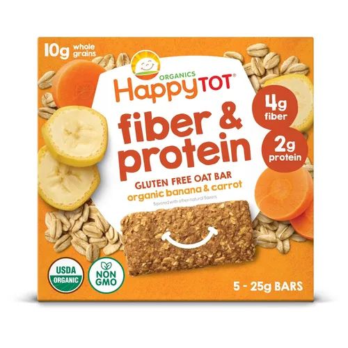 Miniatura 5 de HAPPYTOT Organics Barras de Avena Horneadas Suaves con Fibra y Proteína Snack para Niños Pequeños Manzana y Espinaca, Barras de 0.88 Onzas, Caja