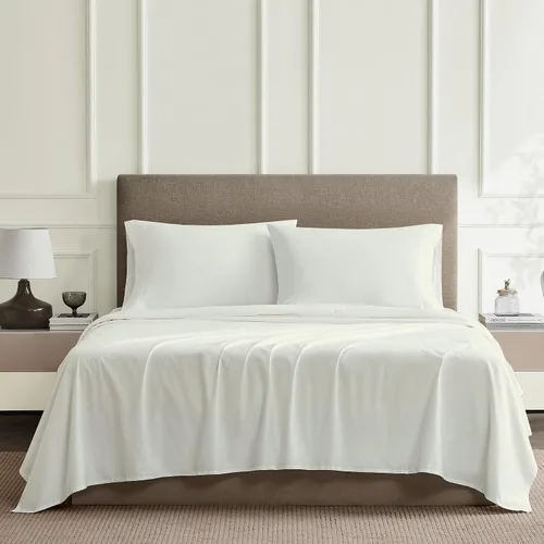 Miniatura 2 de SUPREME ELEGANCE Juego de sábanas de cama individual 100% algodón - Blanco ártico, ropa de cama de percal de 3 piezas, sábanas transpirables frescas