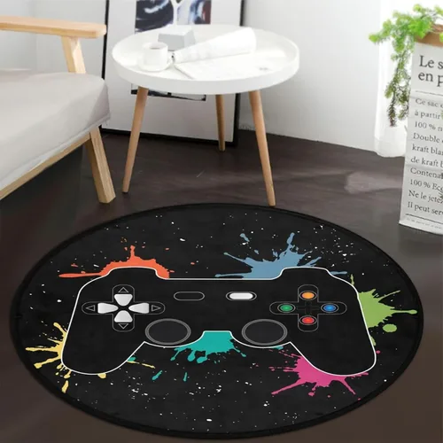 Miniatura 24 de keepcute Alfombra Redonda de Registro de Música Negra para Dormitorio, Sala de Estar, Estudio, Alfombra Antideslizante para Jugar, Alfombra
