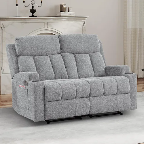 Miniatura 28 de CANMOV Juego de sofá modular reclinable manual, juegos de muebles de tela en forma de L, sofá esquinero modular reclinable y silla reclinable
