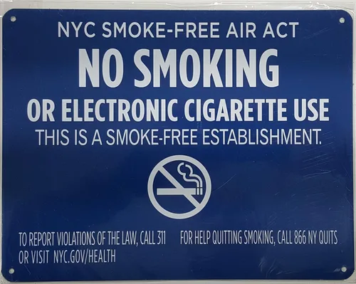 Miniatura 2 de Letrero de la ley libre de humo de la ciudad de Nueva York de Nueva York "No fumar o uso de cigarrillos eléctricos" para el establecimiento