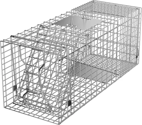 Miniatura 11 de ZENY Jaula de acero para animales vivos, jaula de roedores para conejos, gatos callejeros, ardillas, mapaches, topos, topes, pollo, zarigüeya