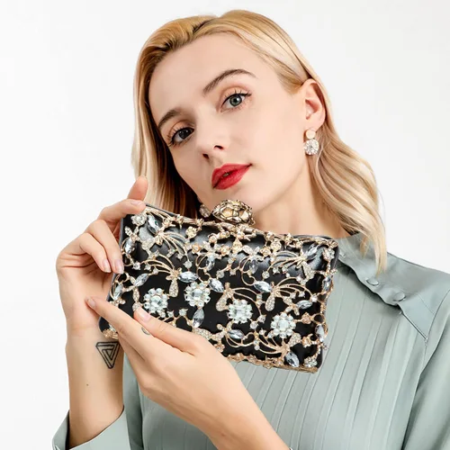 Miniatura 4 de Bolsos de noche para mujer, bolsos de mano florales para mujer, bolso de mano elegante de boda, fiesta, novia, bolso de hombro