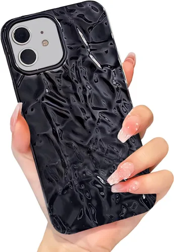 Miniatura 16 de Funda compatible con iPhone 14 Pro, Diseño Lindo de Lujo con Papel de Estaño Plisado, Fundas de Teléfono de Moda para Mujeres, Electrochapado