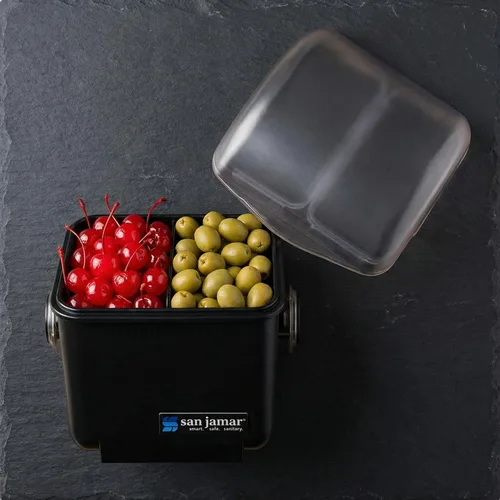 Miniatura 2 de San Jamar Mini barra de condimentos de cúpula con 2 compartimentos con tapa de cúpula para cocina, bar y restaurantes, plástico, 1 cuarto de galón