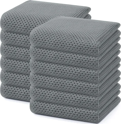 Miniatura 326 de Homaxy Paños de cocina de 100% algodón con tejido de gofre, ultra suaves, absorbentes, de secado rápido, 12 x 12 pulgadas, paquete de 6, amarillo