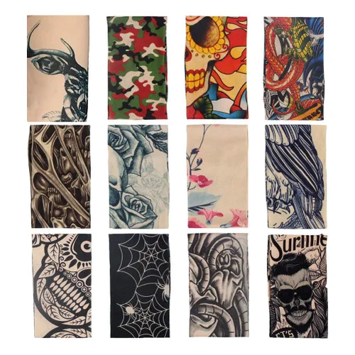 Miniatura 3 de HOVEOX Juego de 12 fundas temporales para tatuaje, arte corporal, medias de brazo, protector de artes, tatuaje falso de Halloween para hombres