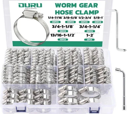 Miniatura 14 de OURU - Juego de 24 abrazaderas de manguera de acero inoxidable ajustables de 1/2"– 3/4" (13-19mm) con engranaje sinfín, abrazaderas de manguera