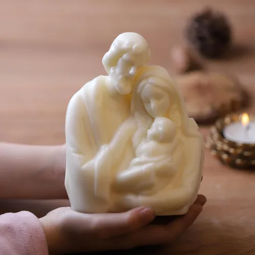 Miniatura 2 de Molde de vela de silicona de familia virgen católica DIY Jesús abrazando bebé retrato resina yeso que hace herramienta hecha a mano Molud Silicona