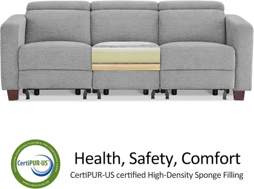 Miniatura 8 de MCombo Sofá Reclinable de 88.6'', Sofá Reclinable Eléctrico Wall Hugger con Reposacabezas Ajustable, Puertos de Carga USB A y C, Patas de Madera