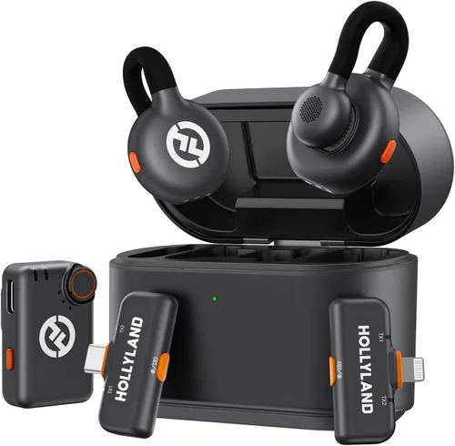 Miniatura 12 de Micrófono inalámbrico Hollyland Lark M2S Combo (RX de cámara + RX USB-C + cable Lightning) para iPhone/cámara/Android/PC, clip de titanio
