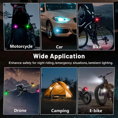 Miniatura 7 de XINGWU - 4 luces estroboscópicas LED inalámbricas con control remoto, 8 colores, carga USB, impermeables, luces de emergencia, luz para roca