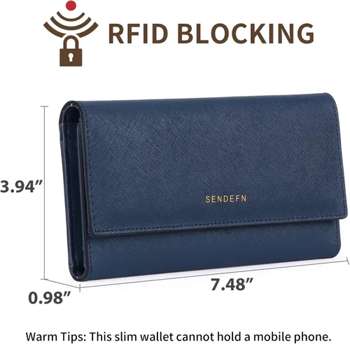 Miniatura 3 de SENDEFN - Cartera de cuero para mujer, portatarjetas con bloqueo RFID, monedero para mujer con cierre