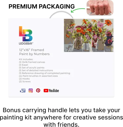 Miniatura 8 de Ledgebay Kit de Pintura por Números DIY para Adultos con Lienzo Enmarcado, de Principiante a Avanzado, los Kits Incluyen Juego de Pintura Acrílica