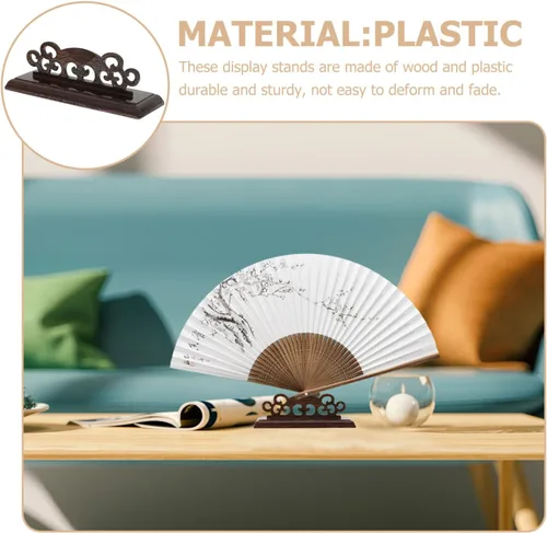 Miniatura 6 de FOMIYES Elegante soporte de exhibición de ventilador de mano de madera, soporte decorativo para ventilador de oficina en casa, galería y eventos