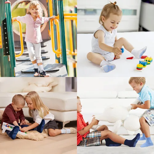 Miniatura 4 de Calcetines para niños pequeños, 15 pares de calcetines antideslizantes para niños pequeños y niñas, calcetines de media para 1-10 años