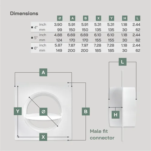 Miniatura 2 de Vent Systems Placa de conector de conducto de ventilación de aire de 4 pulgadas Brida de conector de conducto de ventilación recta Placa de conector