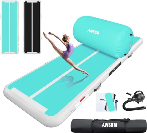 Miniatura 10 de AWSUM Colchoneta de Gimnasia de 10 pies/13 pies con Rodillo de Aire Barril de Volteretas Entrenador de Salto Mortal hacia Atrás y Flexión hacia