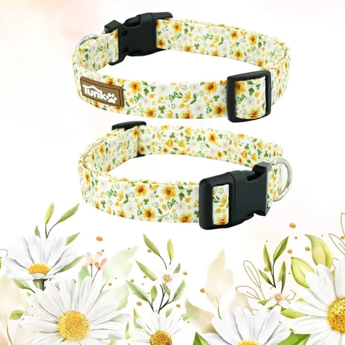 Miniatura 2 de Tunkoo Collar de perro de flores de margarita, bonito collar floral ajustable para perros machos y hembras con hebilla de plástico fuerte